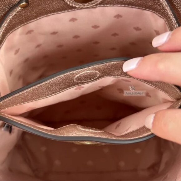 Kate Spade - Marti Small Studded Bucket - Shoulder Bag & Crossbody in Golden Pea - Picture 8 of 13